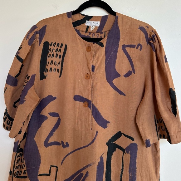 Vintage Betty Jackson Abstract Linen Dress Size 10 - Picture 3 of 12